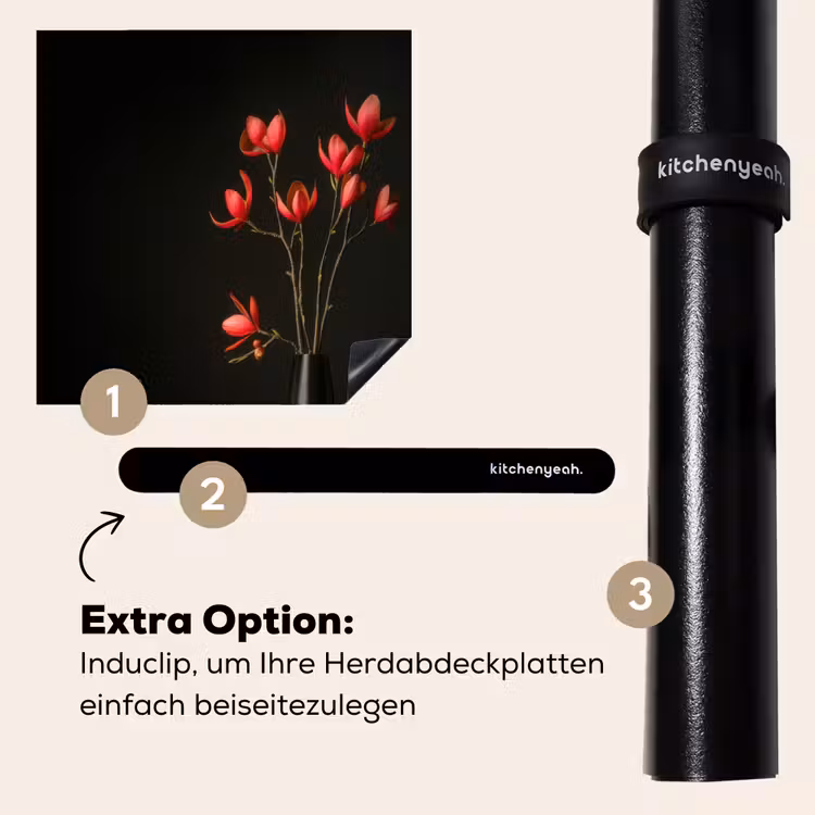 Herdabdeckplatte - Rot - Blumen - Vase — 8