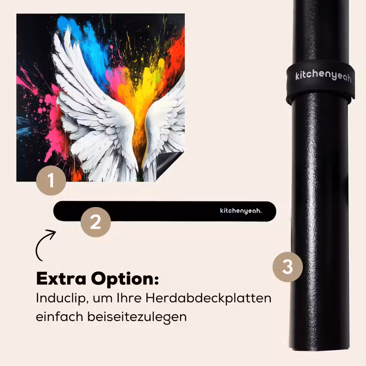 Herdabdeckplatte - Flügel - Farbspritzer - Farbenfroh — 8