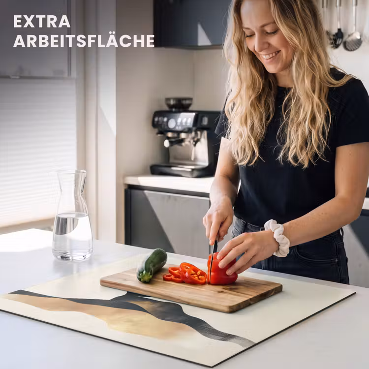 Herdabdeckplatte - Frau - Wellen - Schwarz — 5