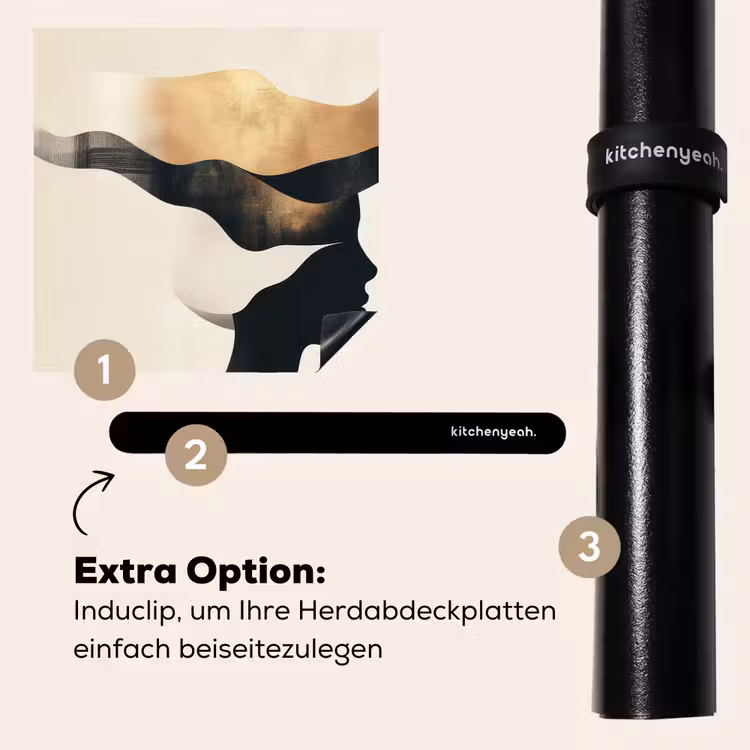 Herdabdeckplatte - Frau - Wellen - Schwarz — 8