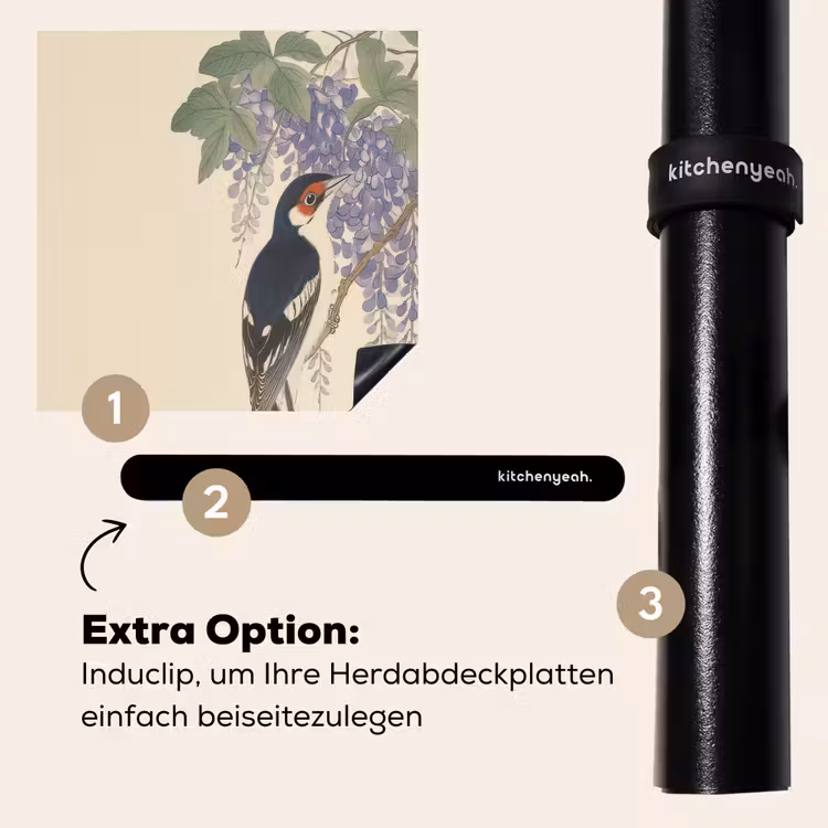 Herdabdeckplatte - Specht - Blumen - Lila — 8