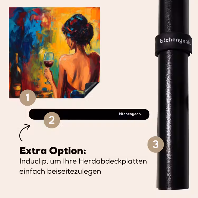 Herdabdeckplatte - Wein - Frau - Stimmungsvoll - Farbenfroh — 8