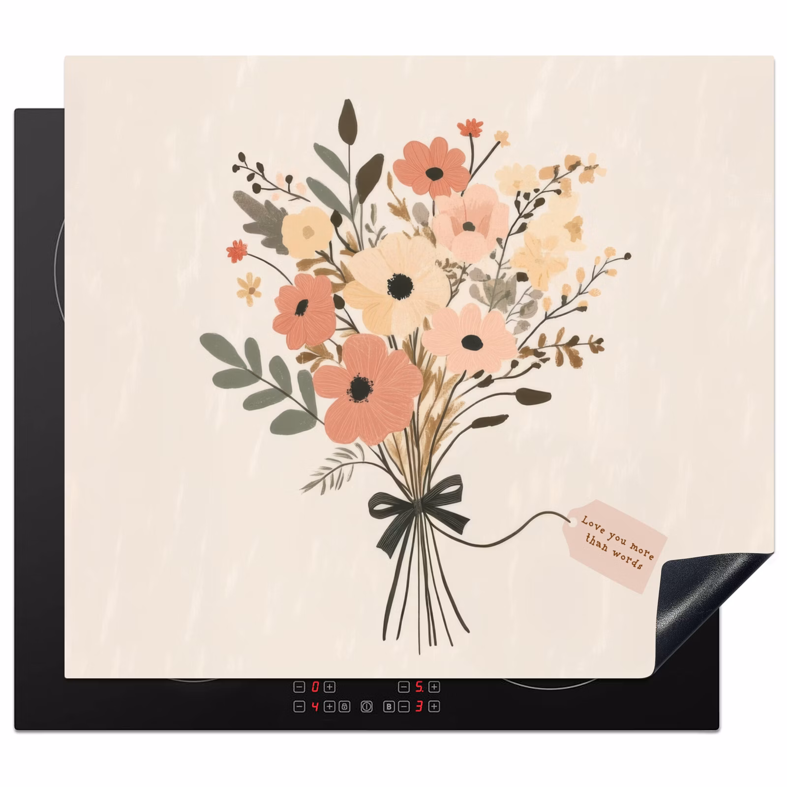 Herdabdeckplatte - Blumen - Zitat - Beige - Farbband — 1