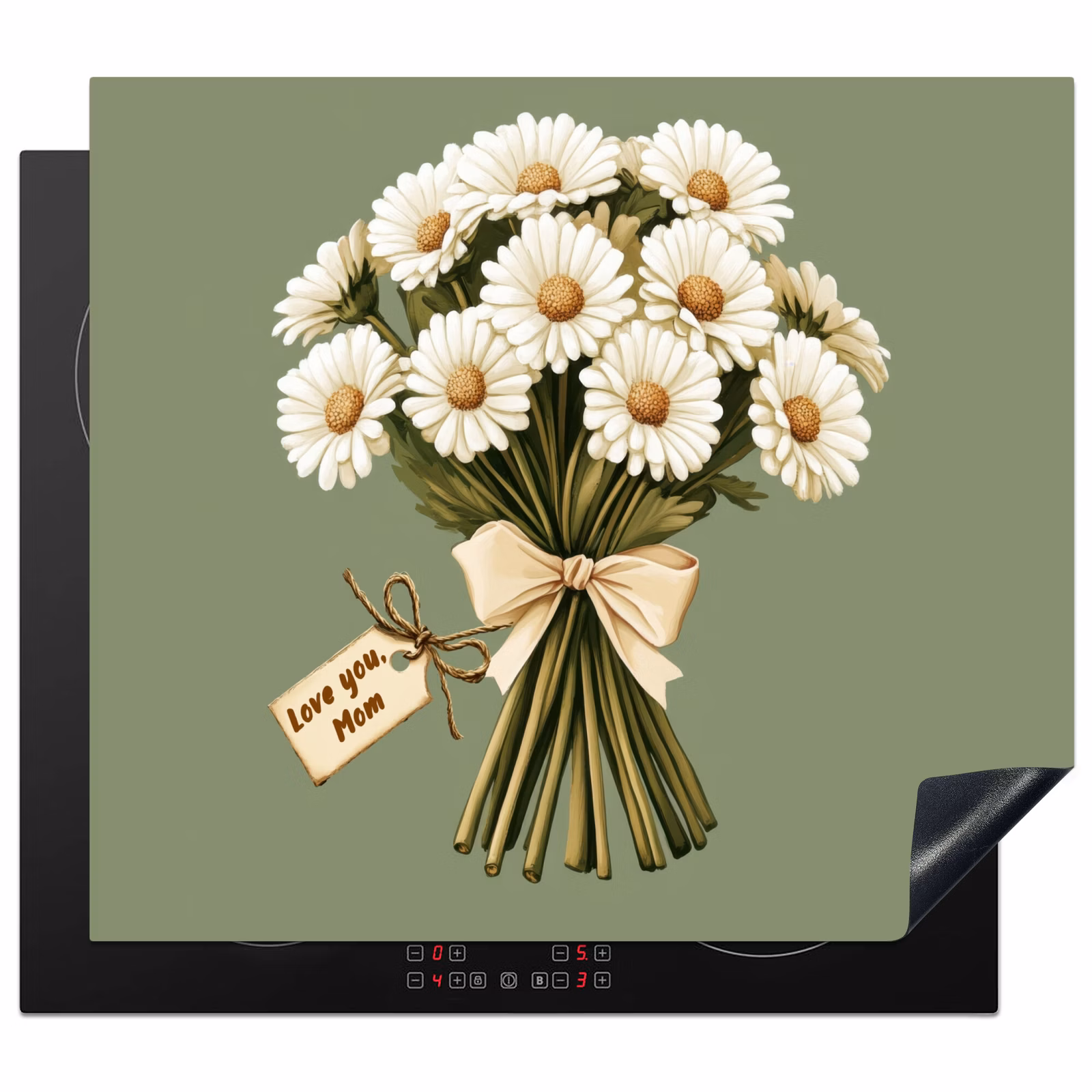 Herdabdeckplatte - Farbband - Blumenstrauß - Grün - Zitat — 1