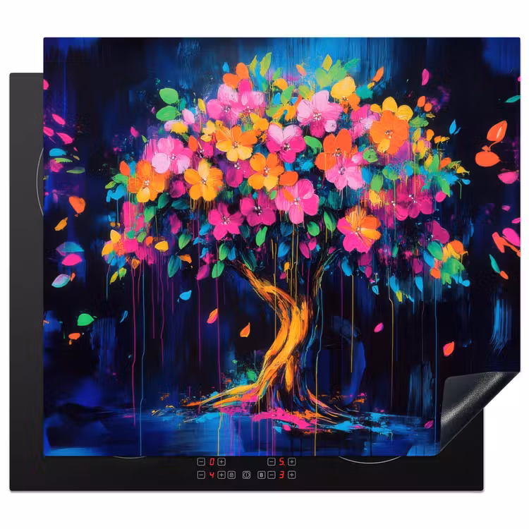 Herdabdeckplatte - Baum - Blumen - Magisch - Farbig — 1