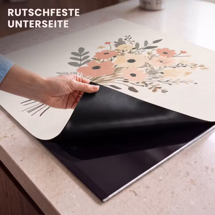 Herdabdeckplatte - Blumen - Zitat - Beige - Farbband — 6