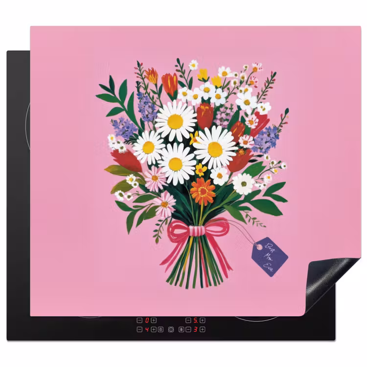 Herdabdeckplatte - Blumen - Zitat - Karte - Bunt — 1