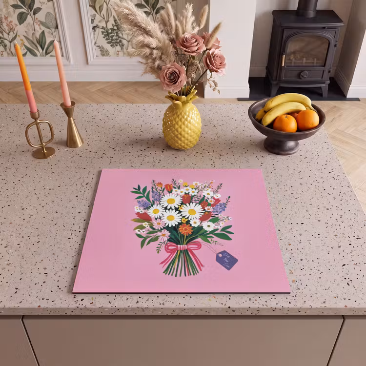 Herdabdeckplatte - Blumen - Zitat - Karte - Bunt — 3