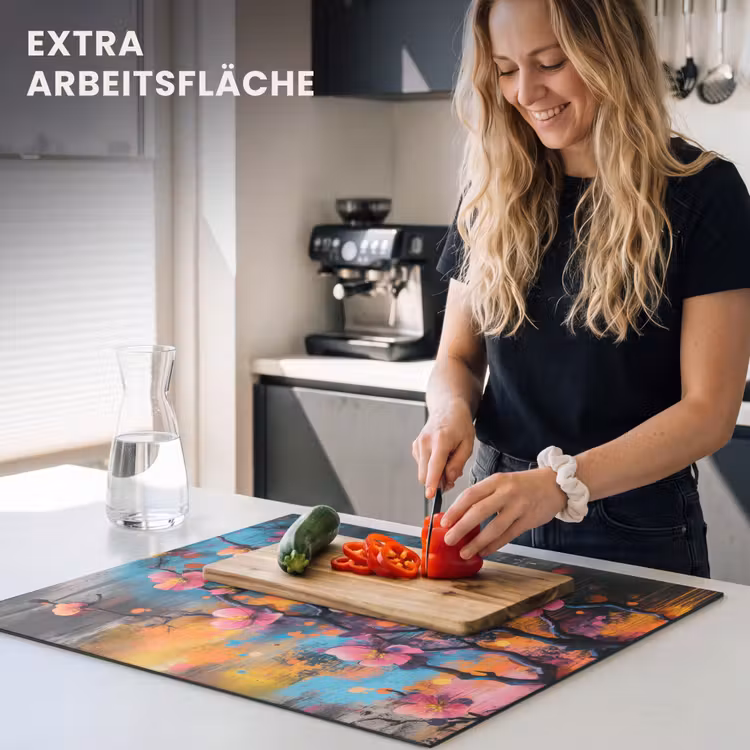 Herdabdeckplatte - Blumen - Zweig - Abstrakt - Rosa — 5