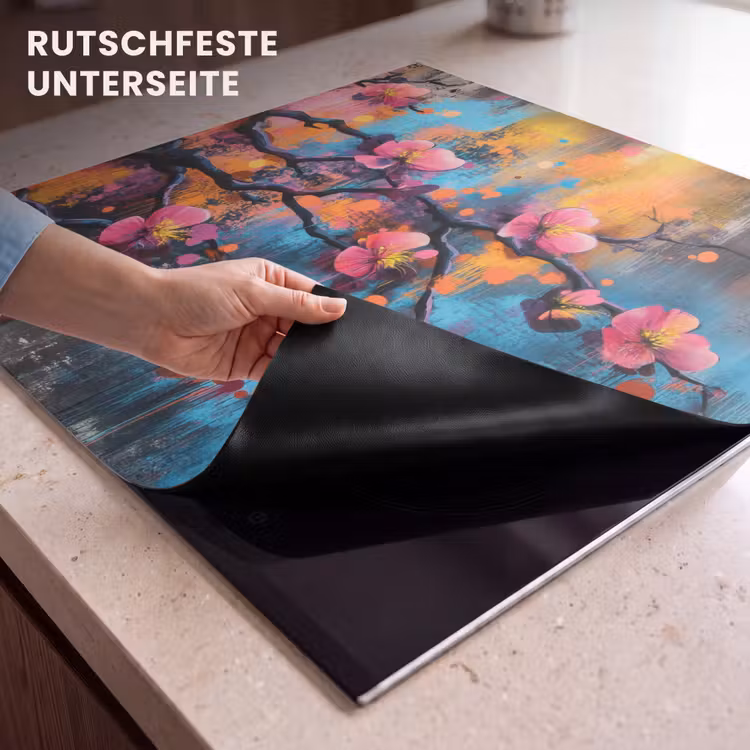 Herdabdeckplatte - Blumen - Zweig - Abstrakt - Rosa — 6