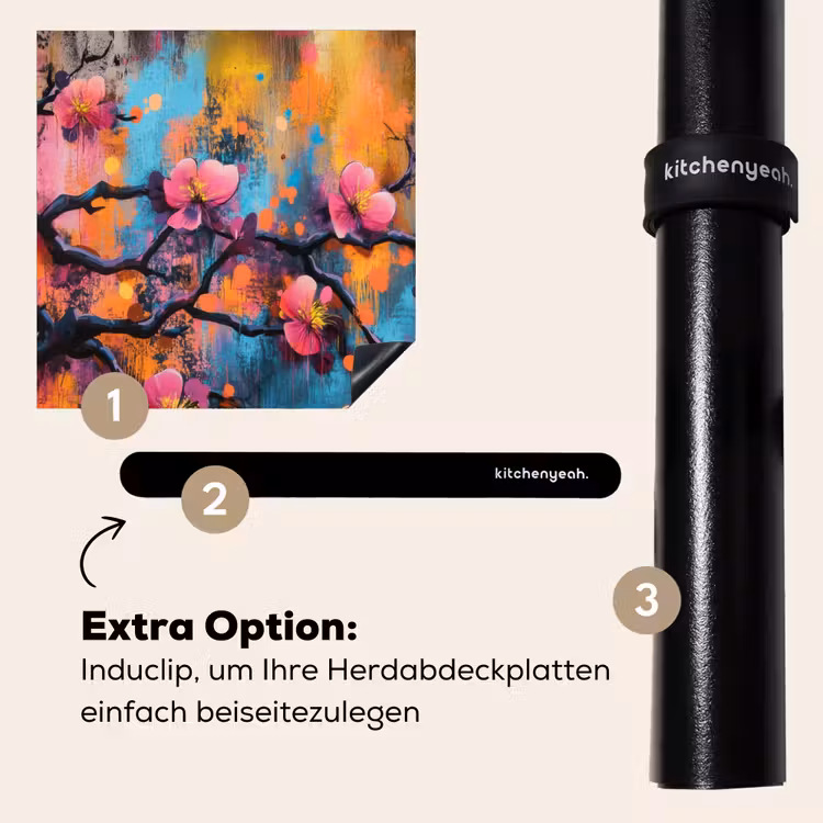 Herdabdeckplatte - Blumen - Zweig - Abstrakt - Rosa — 8