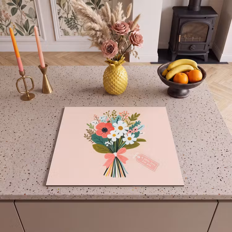 Herdabdeckplatte - Blumenstrauß - Schleife - Karte - Zitat — 3