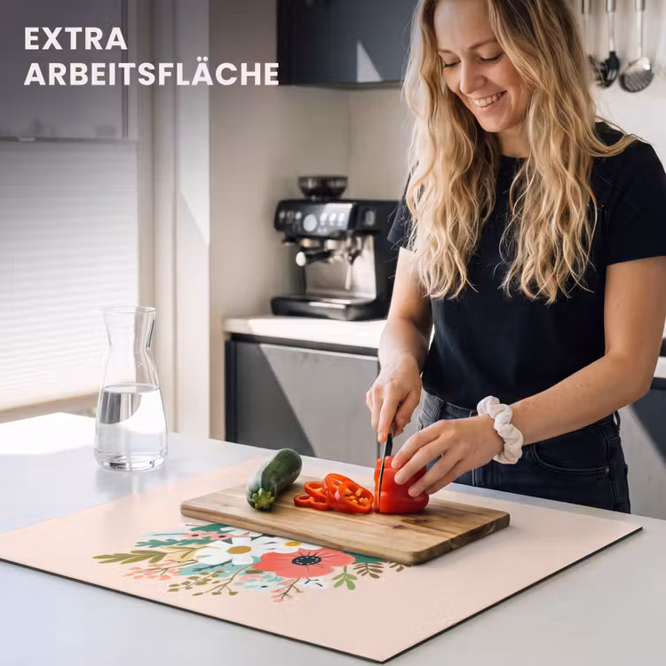 Herdabdeckplatte - Blumenstrauß - Schleife - Karte - Zitat — 5