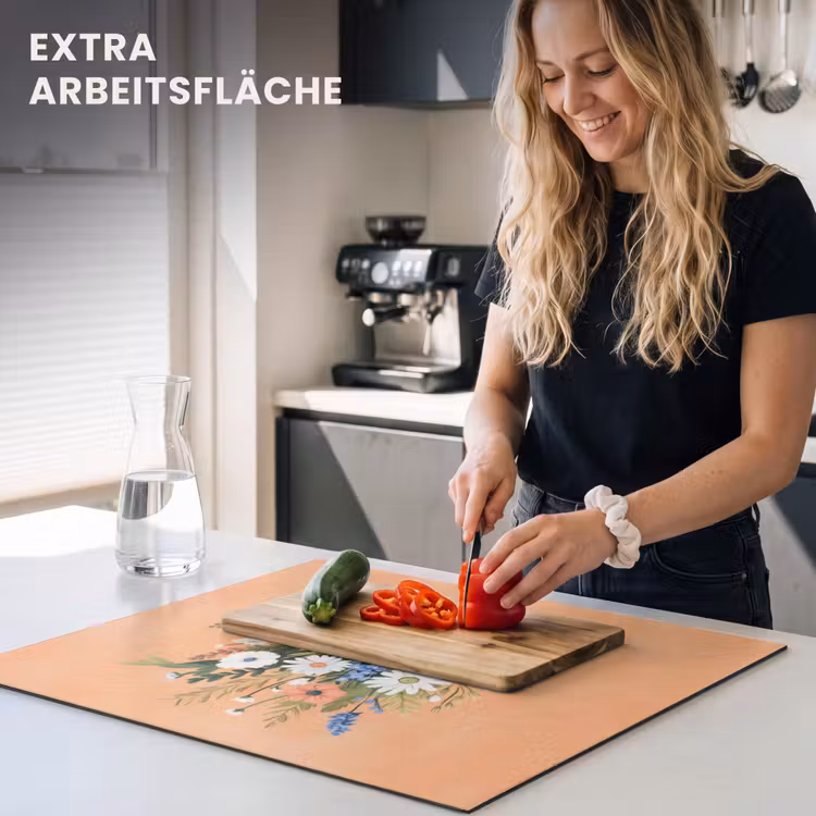 Herdabdeckplatte - Blumenstrauß - Schleife - Zitat — 5