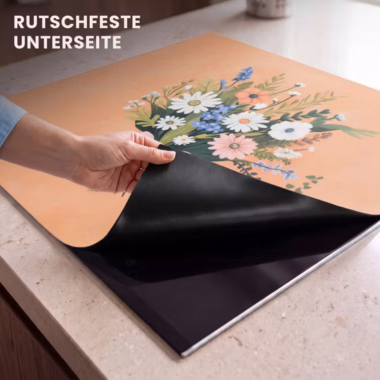 Herdabdeckplatte - Blumenstrauß - Schleife - Zitat — 6