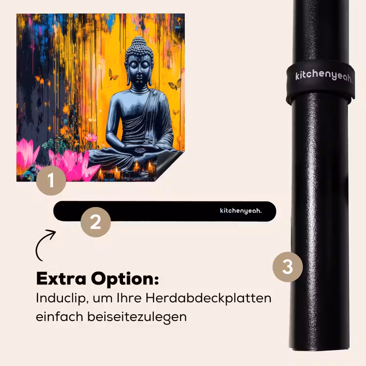 Herdabdeckplatte - Buddha - Blumen - Kerzen - Gelb — 8