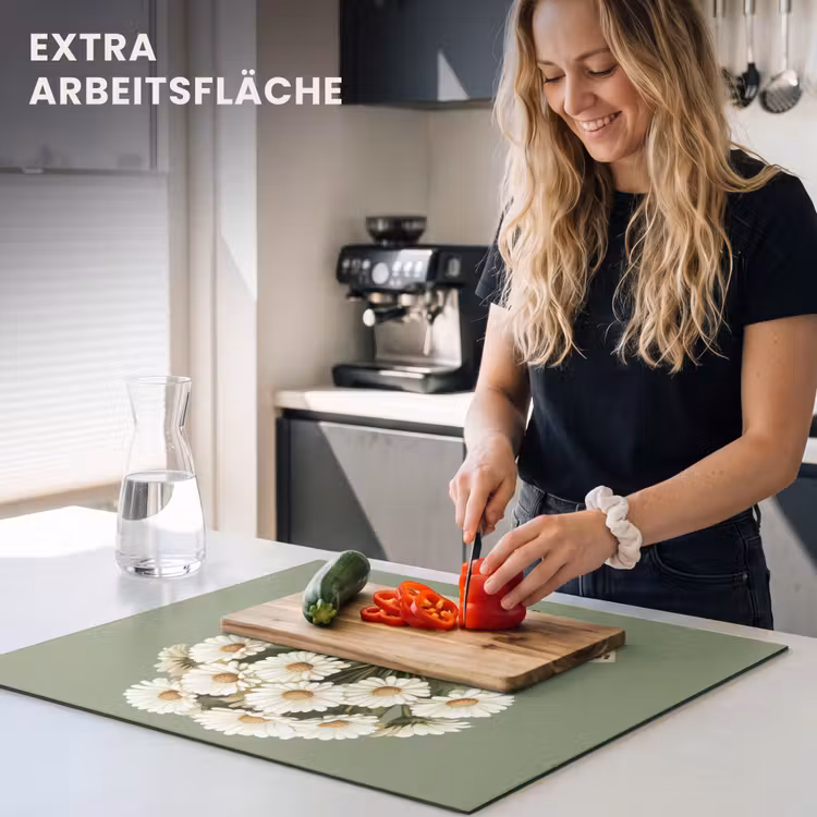 Herdabdeckplatte - Farbband - Blumenstrauß - Grün - Zitat — 5