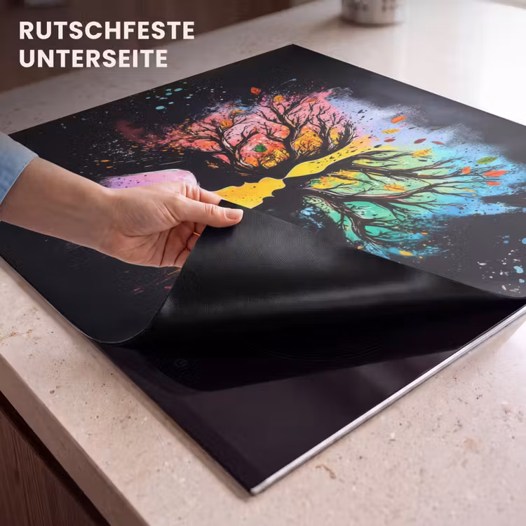 Herdabdeckplatte - Gesichter - Silhouetten - Bunt - Äste — 6