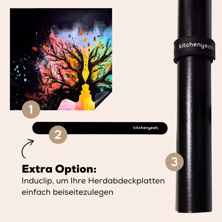 Herdabdeckplatte - Gesichter - Silhouetten - Bunt - Äste — 8
