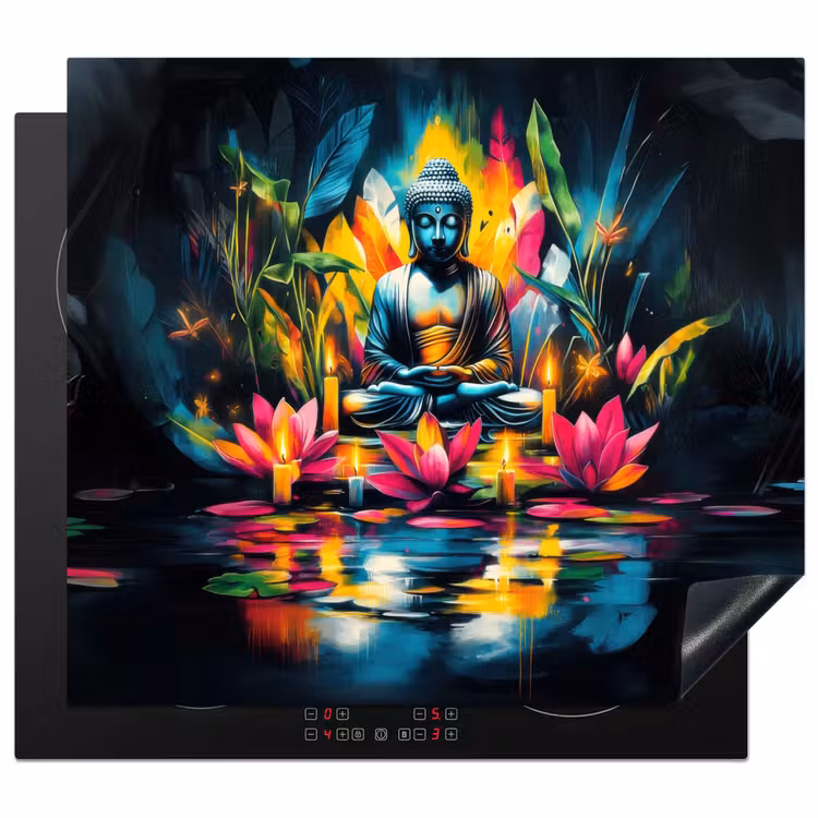 Herdabdeckplatte - Kerzen - Blumen - Buddha - Wasser — 1