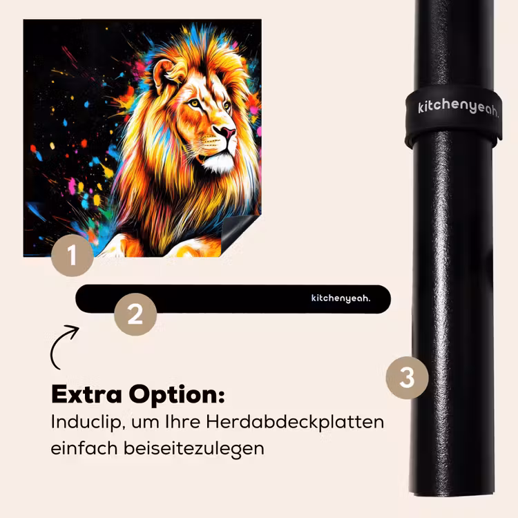 Herdabdeckplatte - Löwe - Bunt - Spritzer — 8