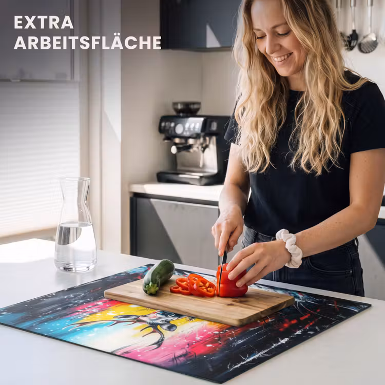 Herdabdeckplatte - Rentier - Geweih - Kranz - Farbenfroh — 5