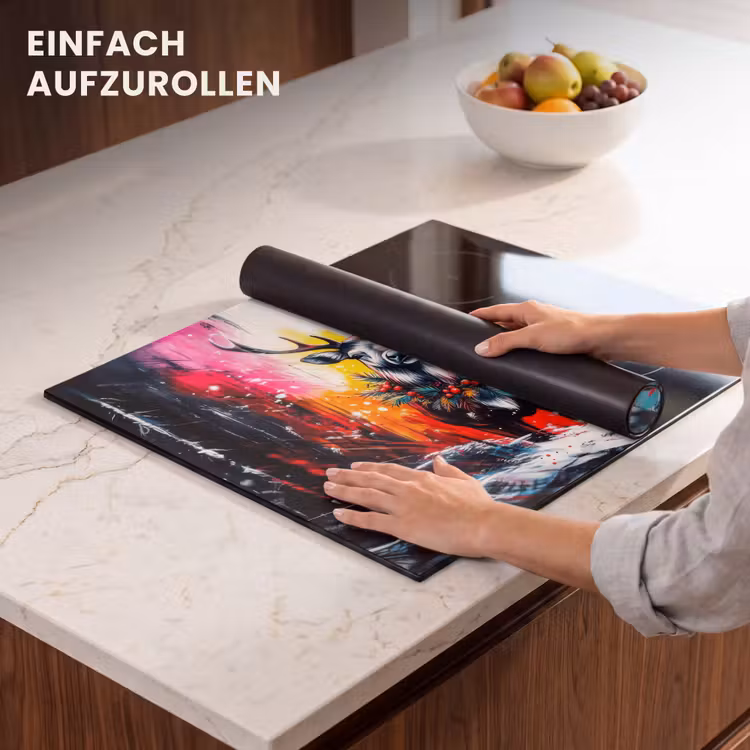 Herdabdeckplatte - Rentier - Geweih - Kranz - Farbenfroh — 7