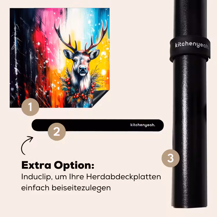 Herdabdeckplatte - Rentier - Geweih - Kranz - Farbenfroh — 8