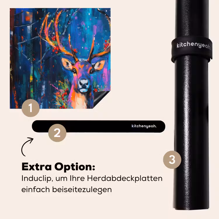 Herdabdeckplatte - Rentier - Kranz - Märchenhaft - Blau — 8