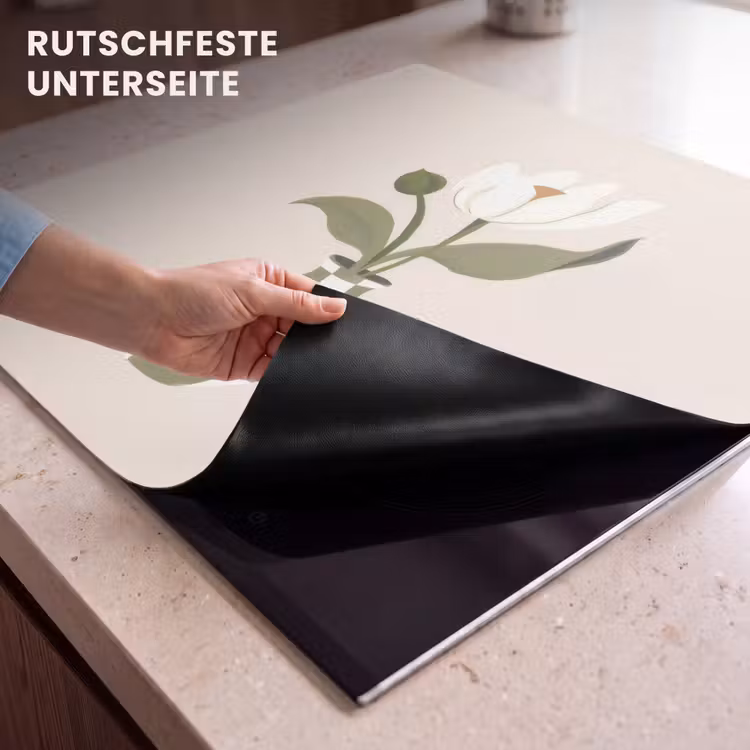 Herdabdeckplatte - Vase - Kariert - Blume - Grün — 6