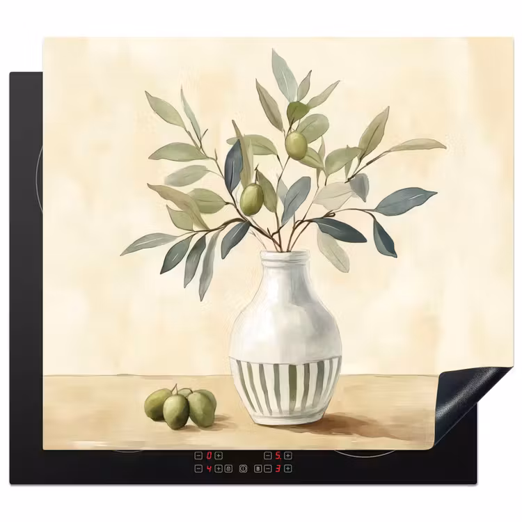Herdabdeckplatte - Vase - Keramik - Olivenzweige — 1