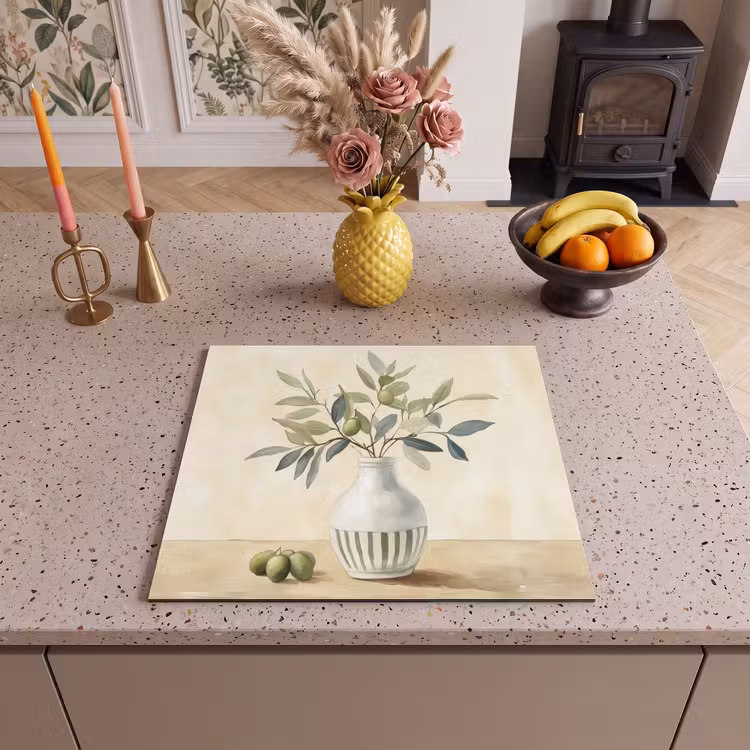 Herdabdeckplatte - Vase - Keramik - Olivenzweige — 3