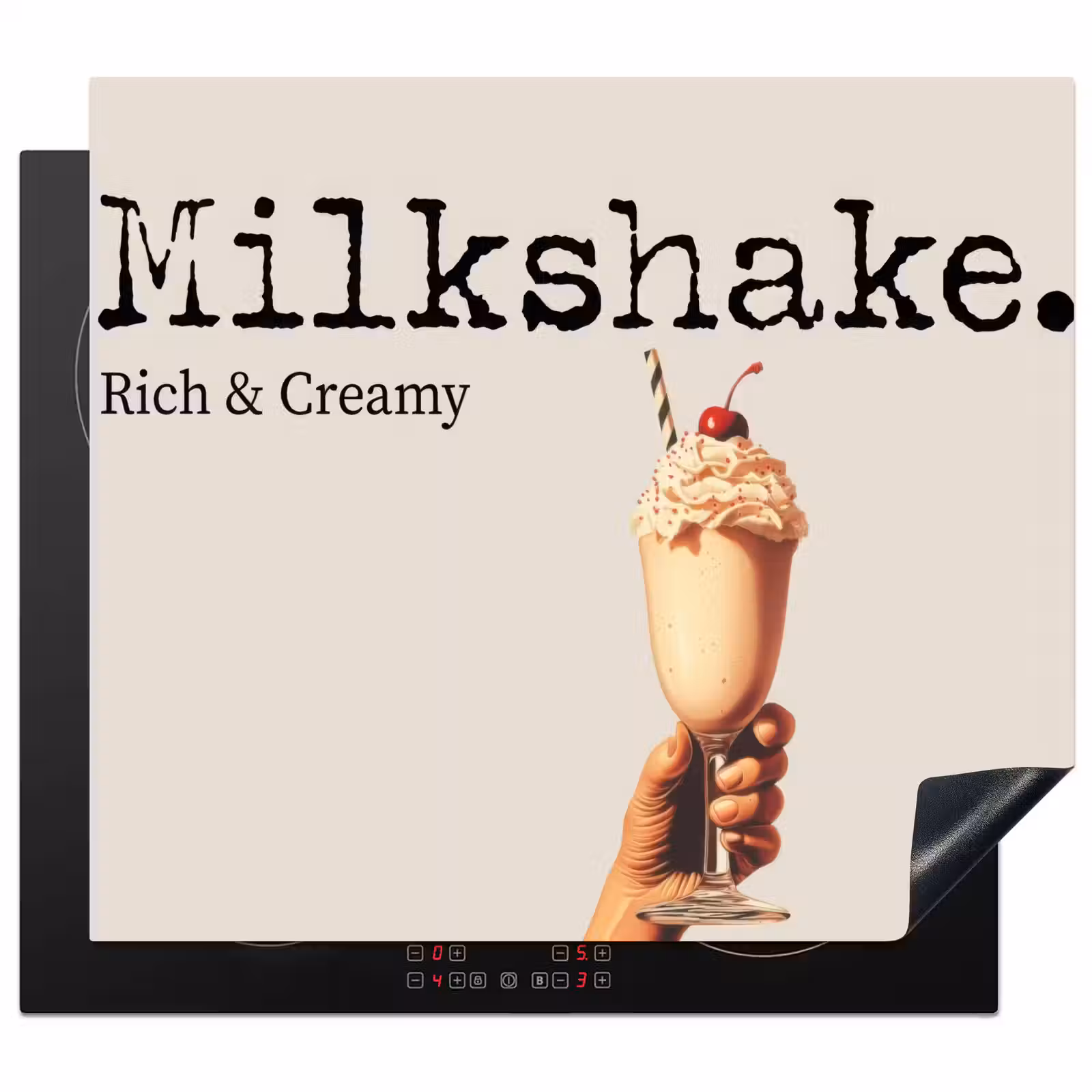 Herdabdeckplatte - Milchshake - Kirsche - Strohhalm — 1