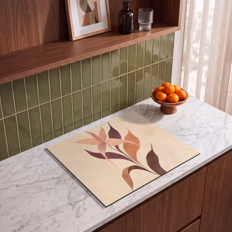 Herdabdeckplatte - Minimalistisch - Blume - Blätter - Beige — 4