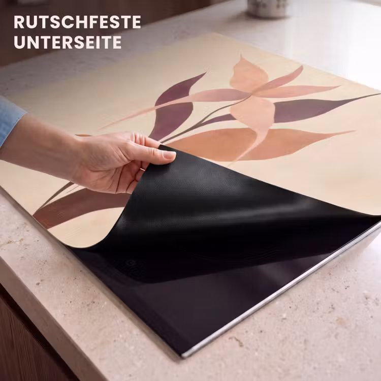 Herdabdeckplatte - Minimalistisch - Blume - Blätter - Beige — 6