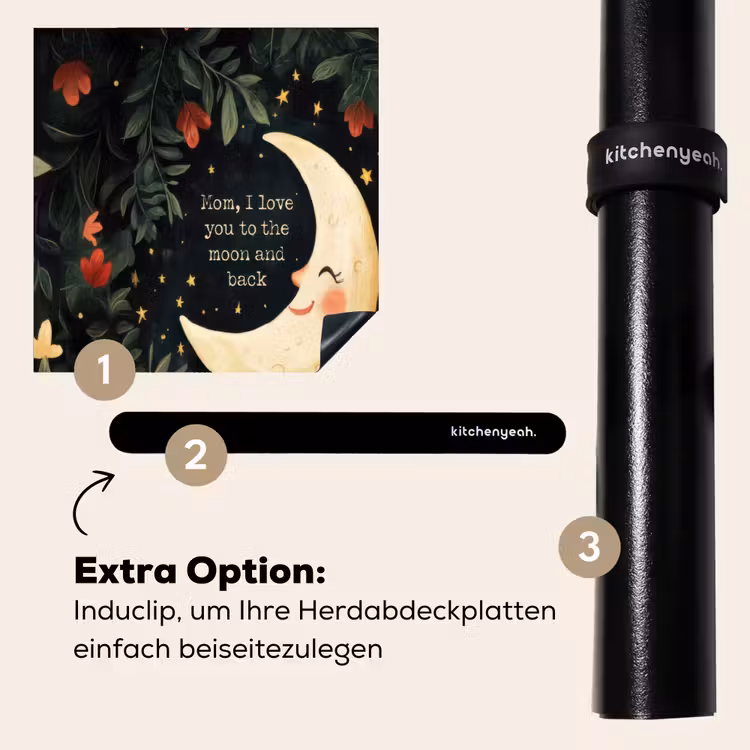 Herdabdeckplatte - Mond - Zitat - Blumen - Sterne — 8