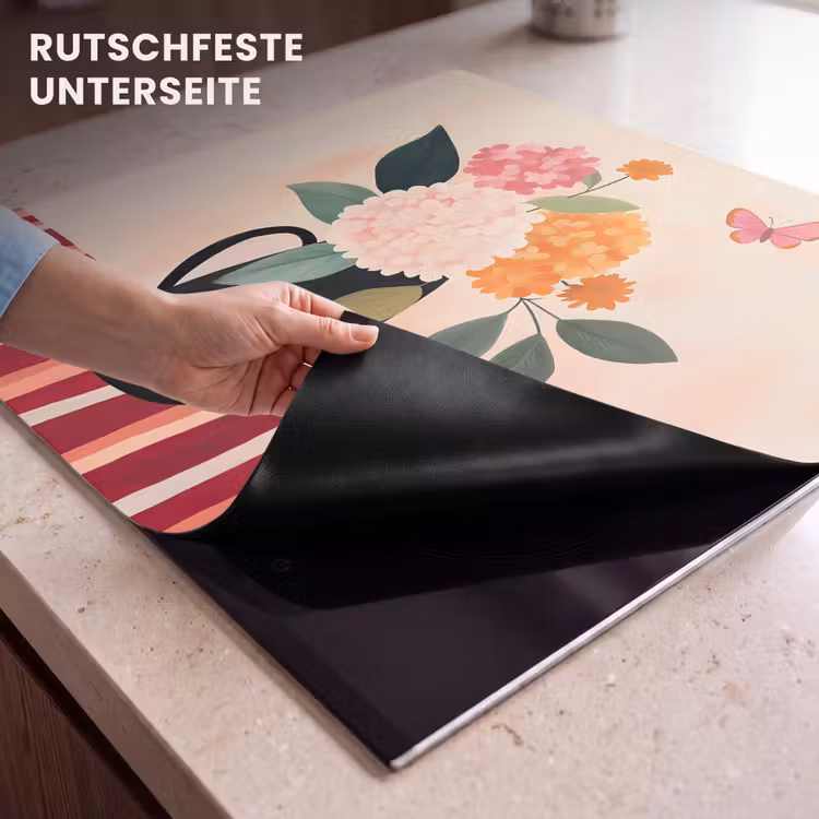 Herdabdeckplatte - Vase - Blumen - Schmetterling - Rot — 6