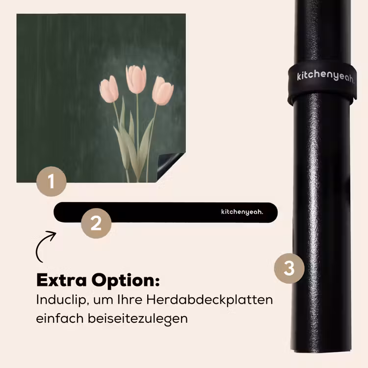 Herdabdeckplatte - Tulpen - Rosa - Text - Liebe — 8
