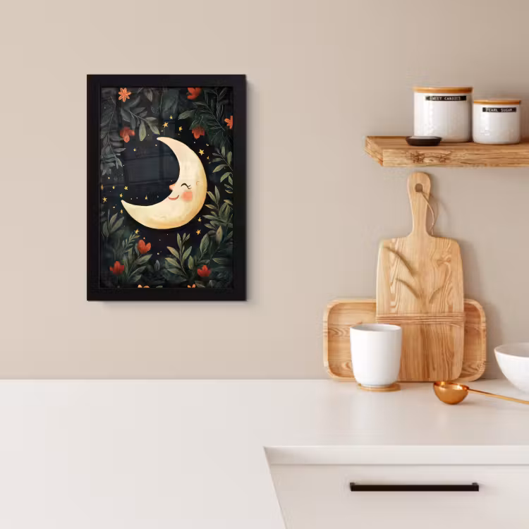 Bilder mit Rahmen - Mond - Blumen - Nachthimmel — 3