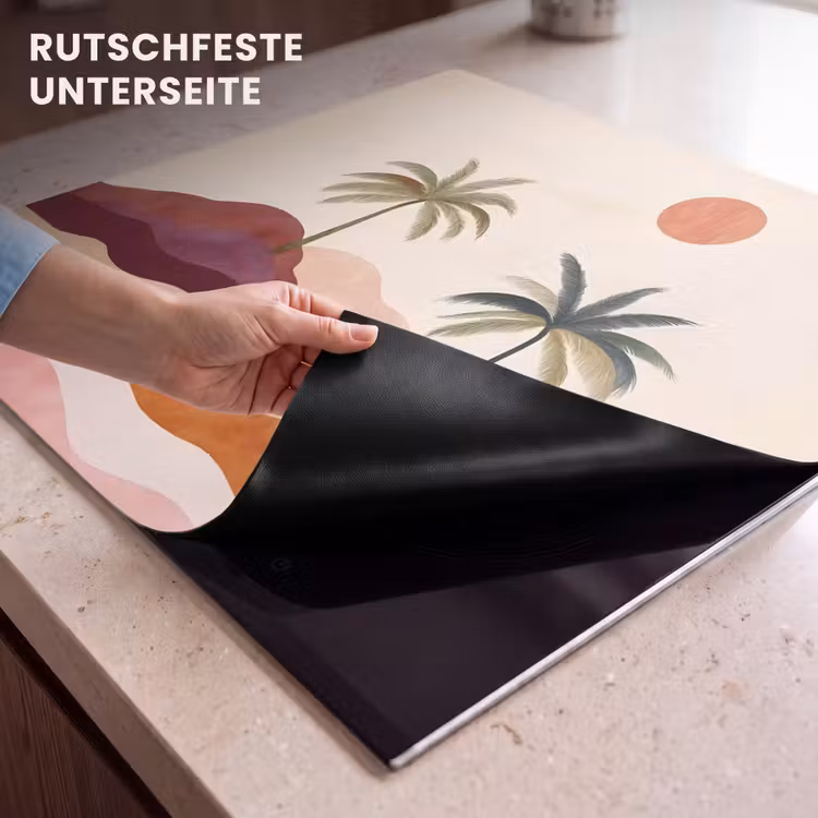 Herdabdeckplatte - Palmen - Abstrakt - Sonne - Hügel — 6