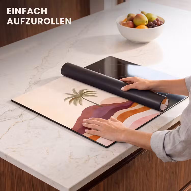 Herdabdeckplatte - Palmen - Abstrakt - Sonne - Hügel — 7