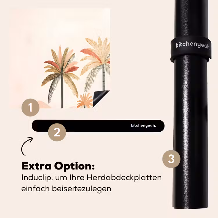Herdabdeckplatte - Palmen - Hügel - Minimalistisch - Zartrosa — 8