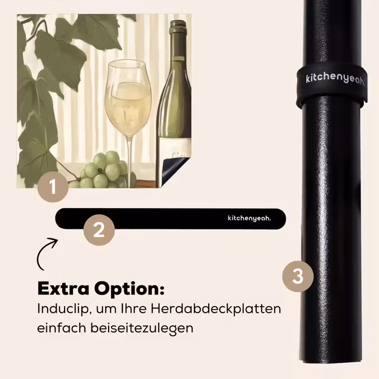 Herdabdeckplatte - Wein - Trauben - Käse - Laub — 8