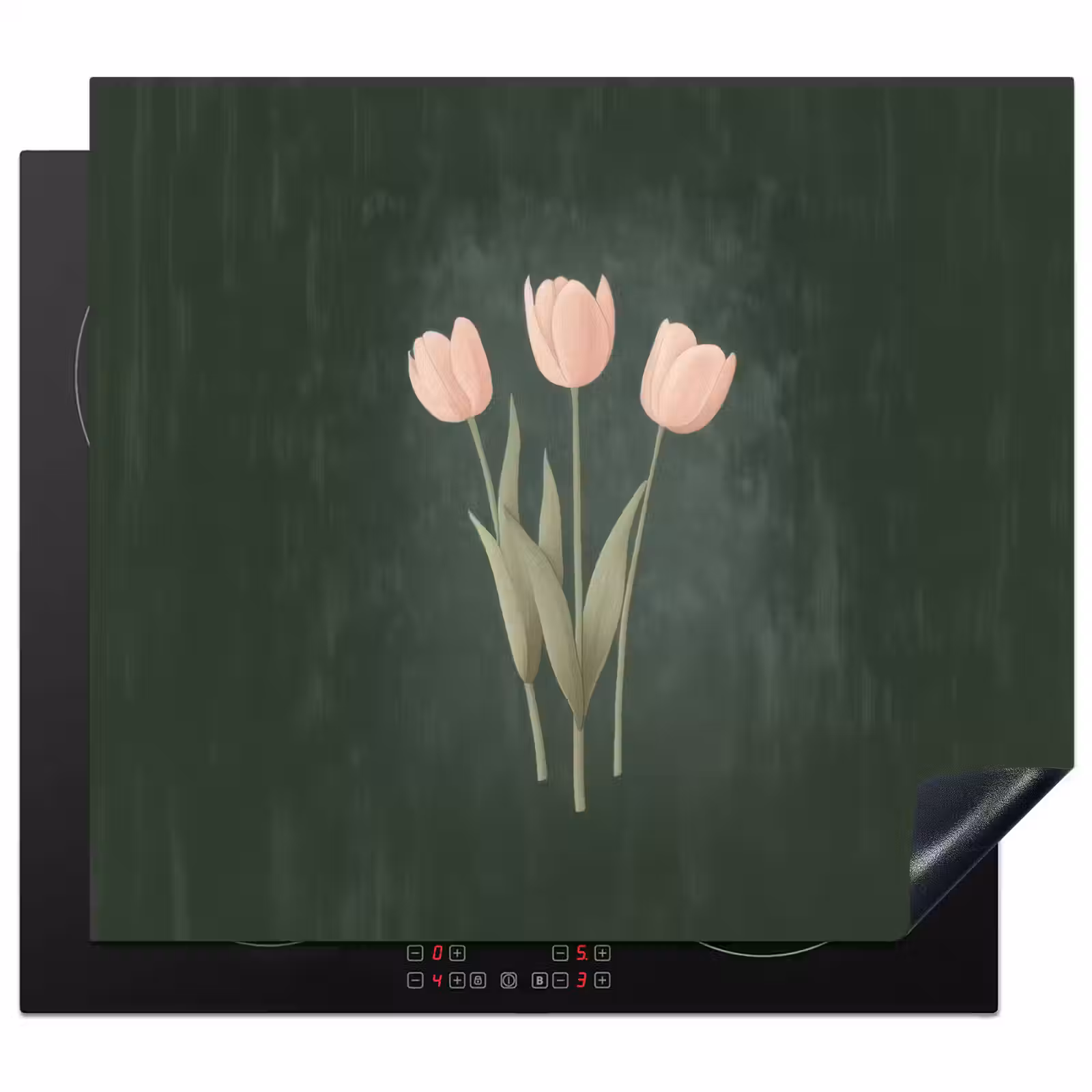 Herdabdeckplatte - Tulpen - Liebe - Dunkelgrün — 1