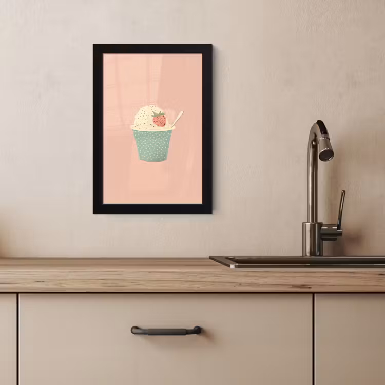 Bilder mit Rahmen - Tablett - Eiscreme - Erdbeere - Rosa — 3