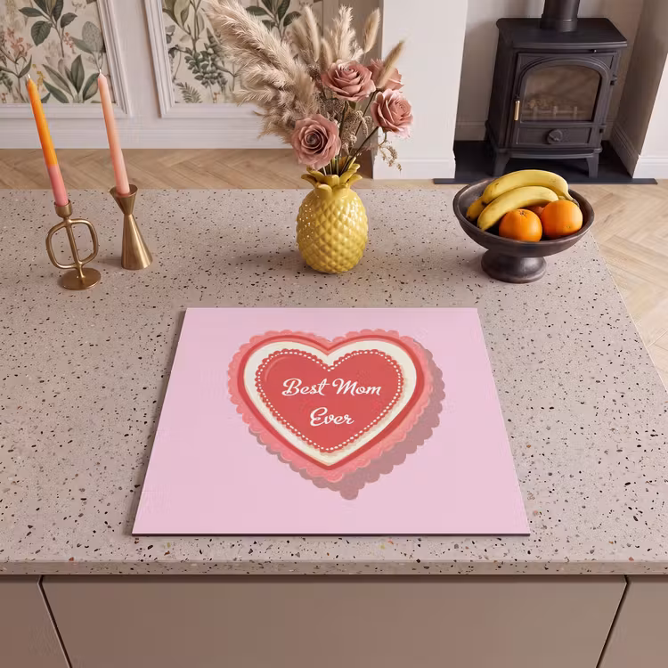 Herdabdeckplatte - Text - Herz - Mutter - Rosa — 3