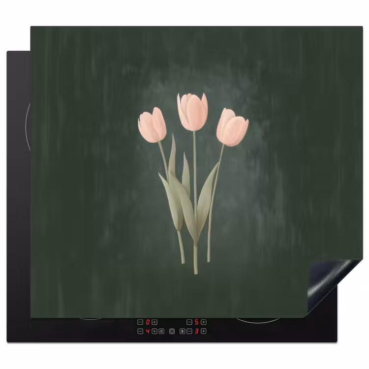 Herdabdeckplatte - Tulpen - Liebe - Dunkelgrün — 1