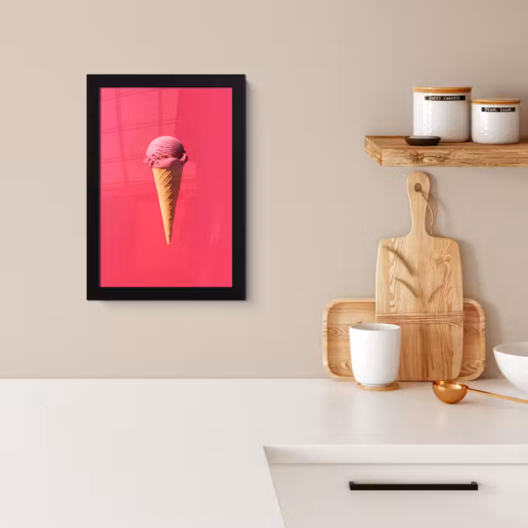 Bilder mit Rahmen - Schaufel Eiscreme - Rosa - Horn — 2