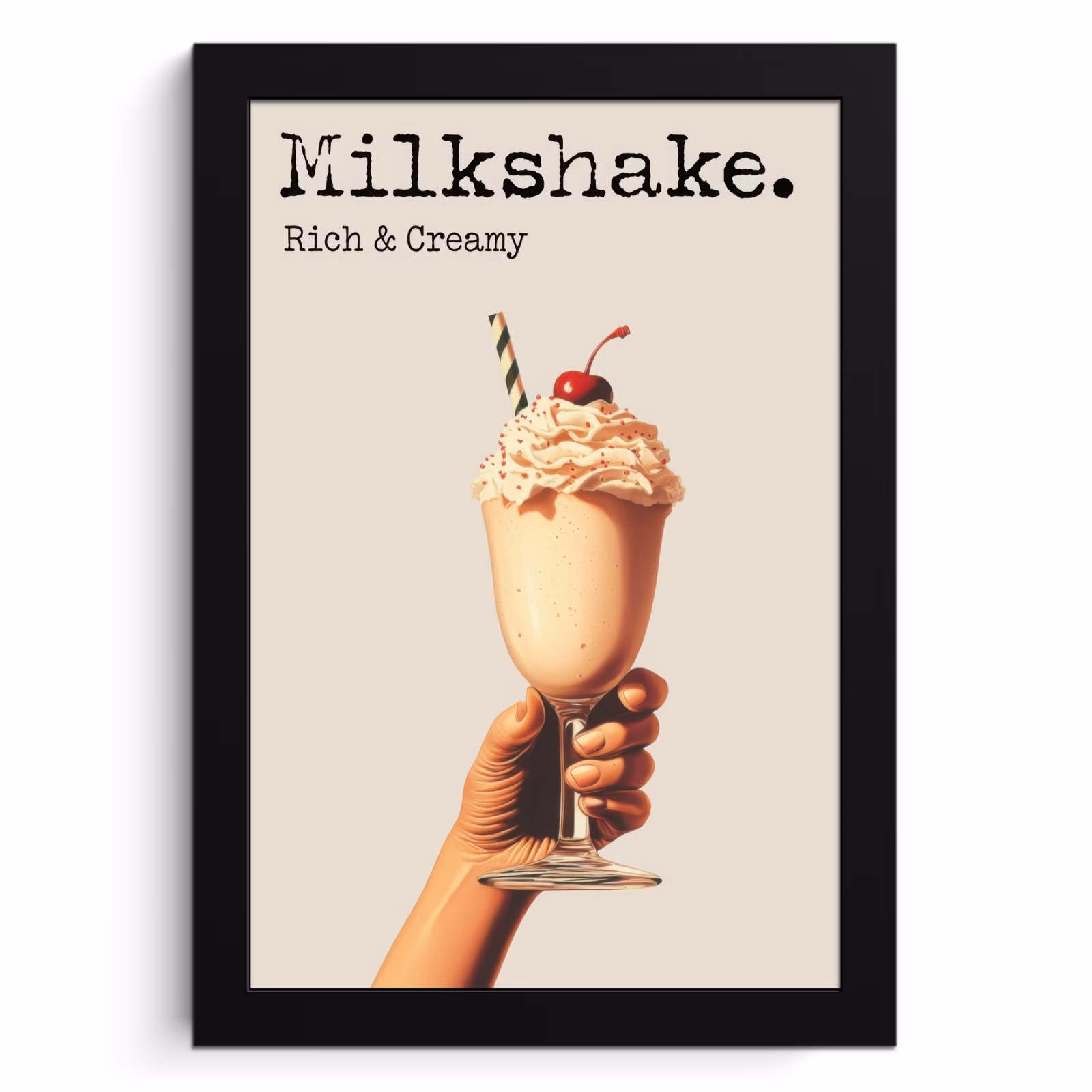 Bilder mit Rahmen - Milchshake - Kirsche - Strohhalm — 1