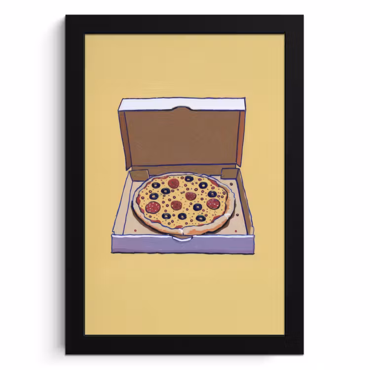Bilder mit Rahmen - Pizza - Schachtel - Salami - Illustration — 1
